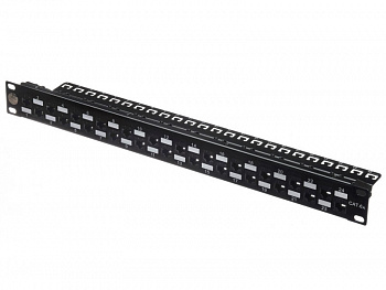 Netko Патч-панель UTP, 19", 24 порта RJ45, cat.6а, 1U, Dual Type IDC, Expert СКС