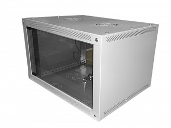 Netko Шкаф настенный 4U серия NOP3 (600х451х277), передняя дверь стекло, разборный, серый 