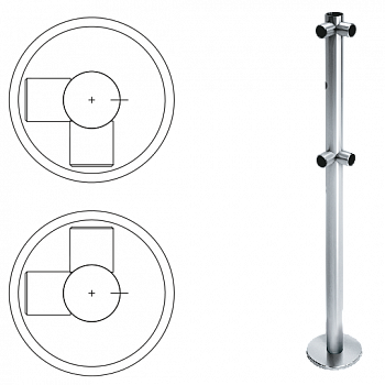 OXGARD с отв. под фиксатор L-образн. (2 муфты, 2 муфты слева) ВЗР 1996.09.52 Стойка ограждения 