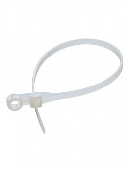 Хомут нейлоновый 100х2,5 бесцветный, с отверстием (100 шт) Хомут нейлоновый 100х2,5 бесцветный, с отверстием (100 шт)