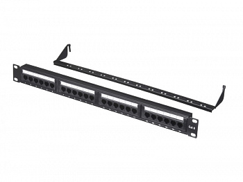 Netko Патч-панель UTP, 19", 24 порта RJ45, cat.6, 1U, Dual Type, с органайзером, "L"