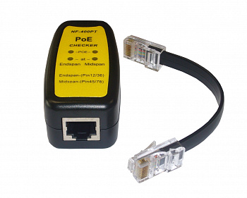 Netko Кабельный тестер RJ45, PoE 802.3af + 802.3at, 4 LED индикатора, черный