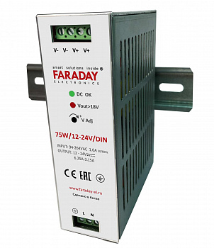 FARADAY 75W/12-24V/DIN Блок питания FARADAY 75W/12-24V/DIN Блок питания